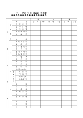 년분기일반 관리비예산표 년분기일반 관리비예산표